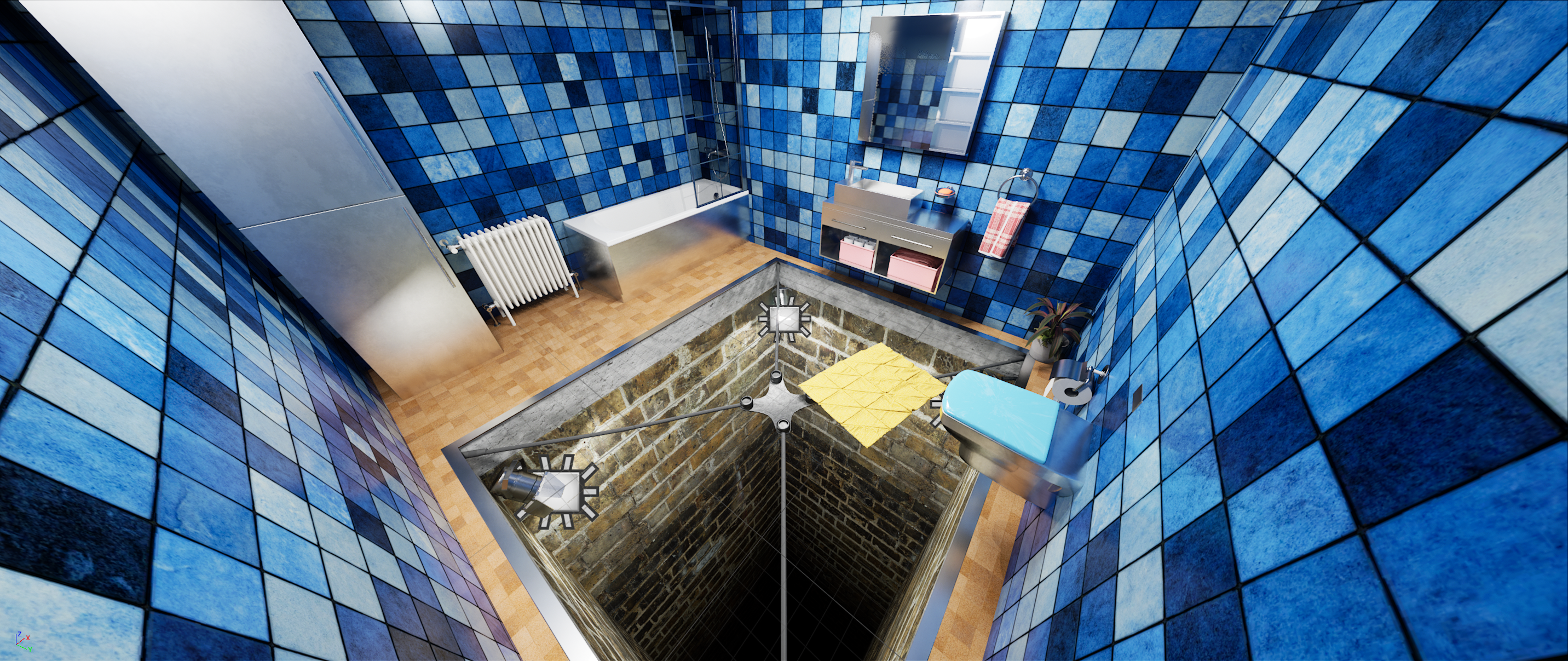 Bathroom over lift shaft